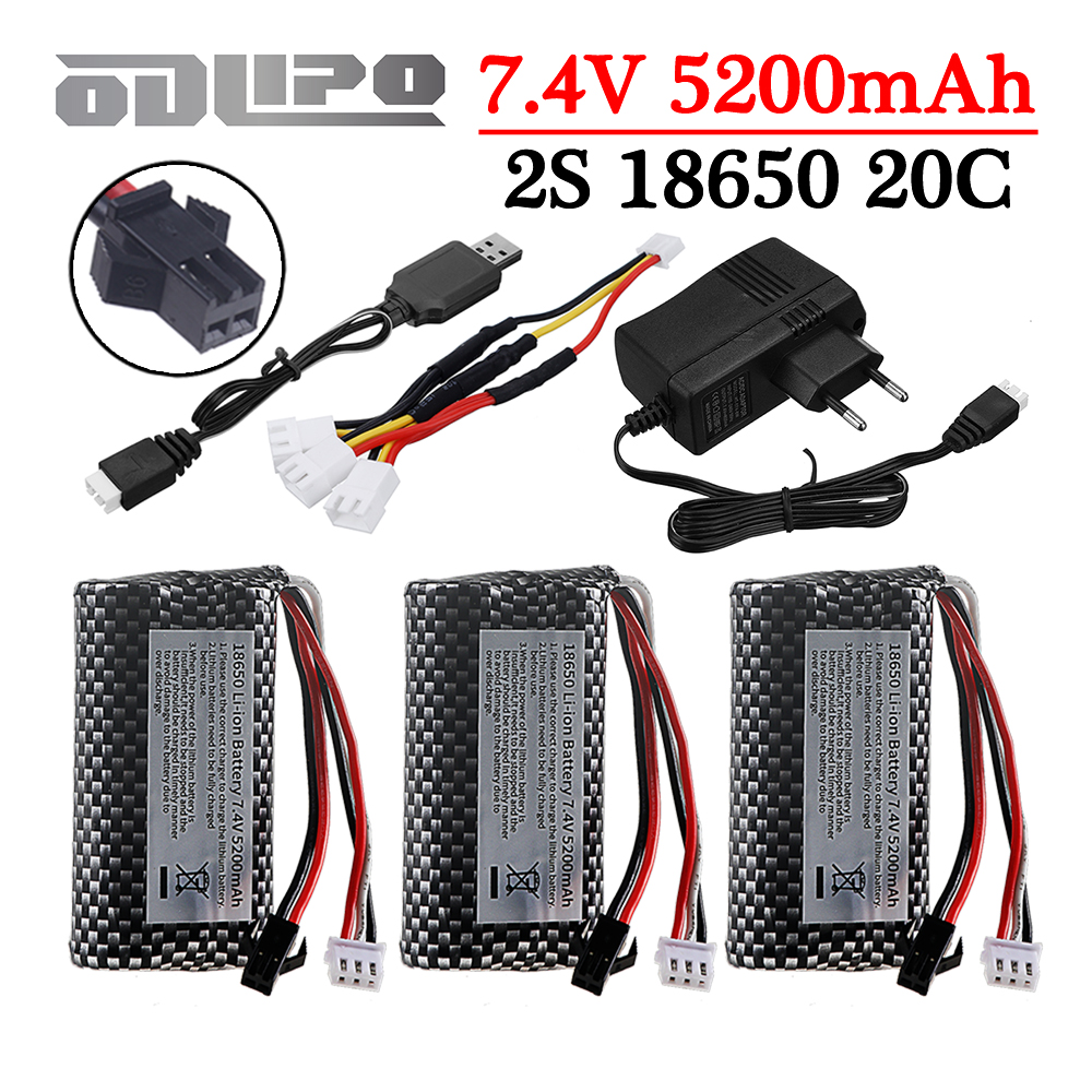 18650 7.4V 5200mAh Li-ion batt - Rc Hobby Vehicles reseña y precio