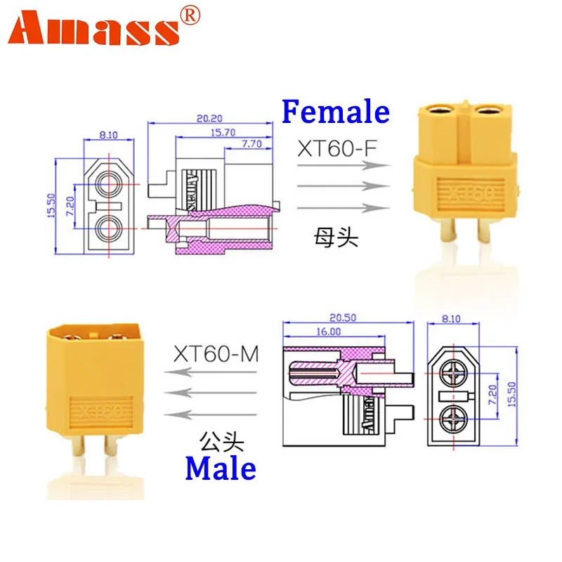 10pcs Amass XT60 5pcs Male 5pc - Rc Hobby Wholesale reseña y precio