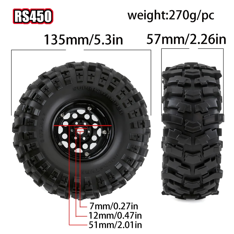 4Pcs 2.2 RC Crawler Tires and  - Wheel Rim Rc reseña y precio