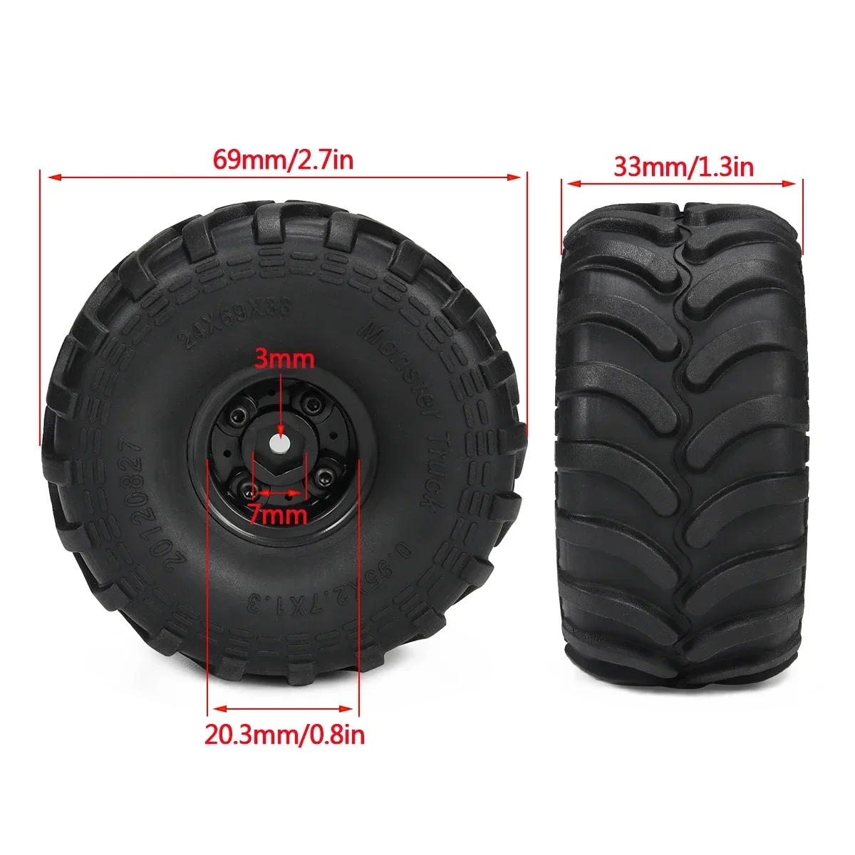 4pcs Monster Truck Tires with  - Wheel Rim Rc reseña y precio