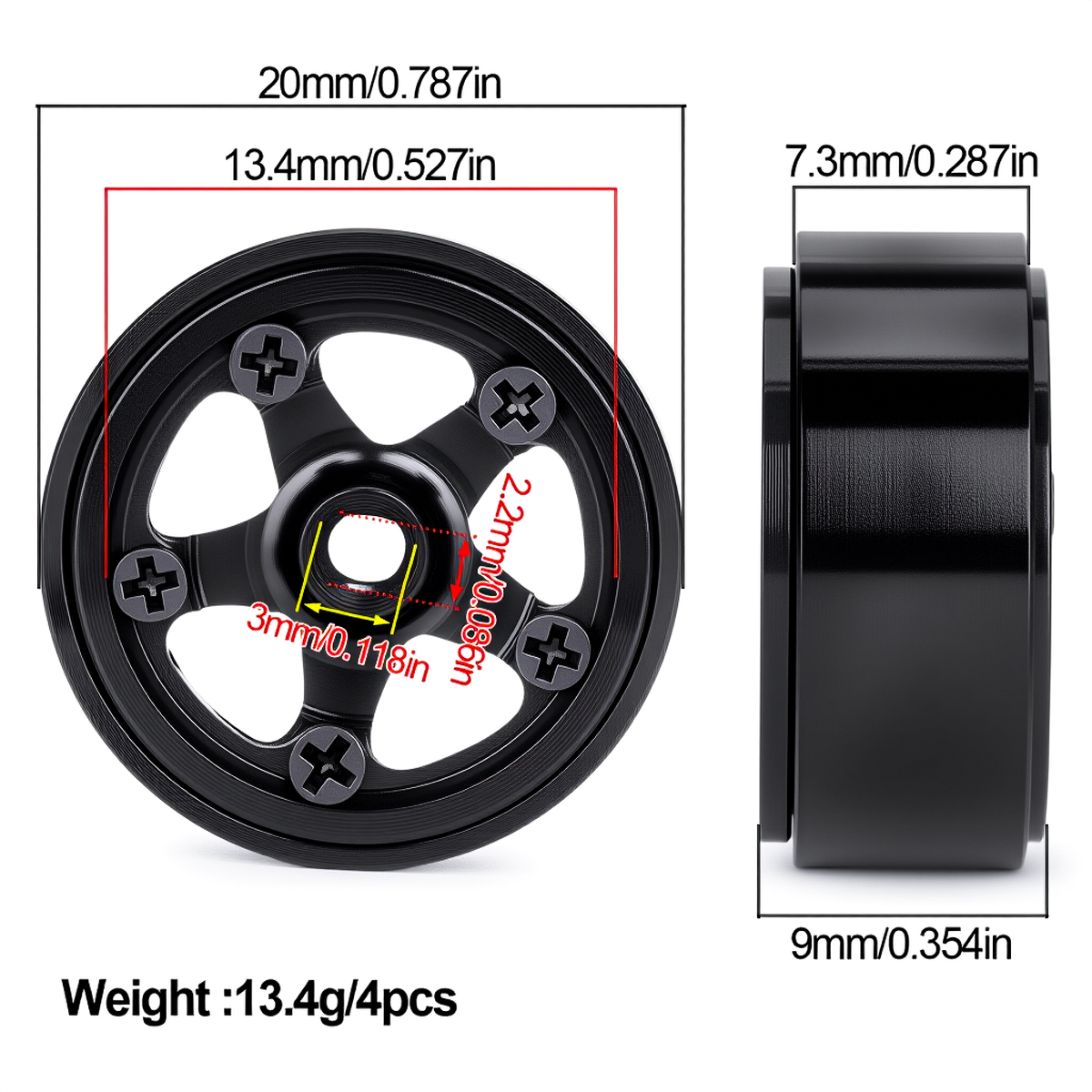 0.7'' Aluminum 5-Spokes Beadlo - Wheel Rim Rc reseña y precio