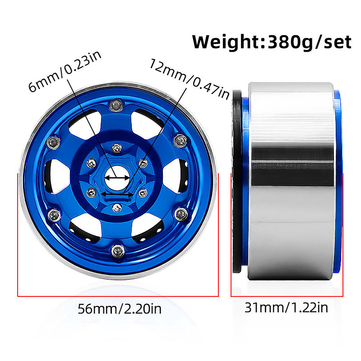 4pcs CNC 1.9 inch Alloy Beadlo - Wheel Rim Rc reseña y precio